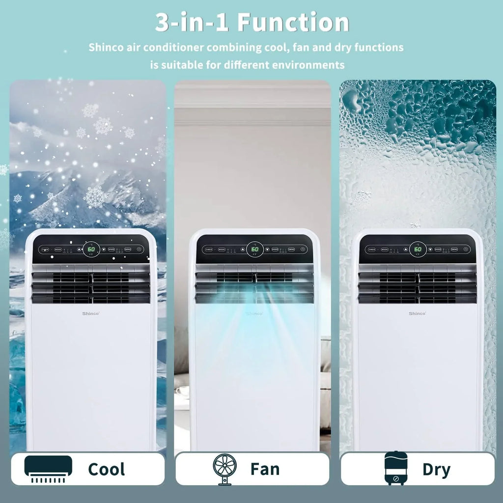 Open Box Shinco SPF1-10C 10,000 BTU Portable Air Conditioner, White