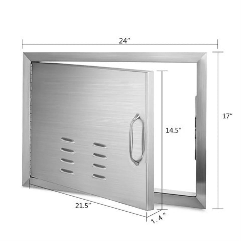 Horizontal Island BBQ Access Door with Vents Stainless Steel Single Access. Vevor  24 x 17 in