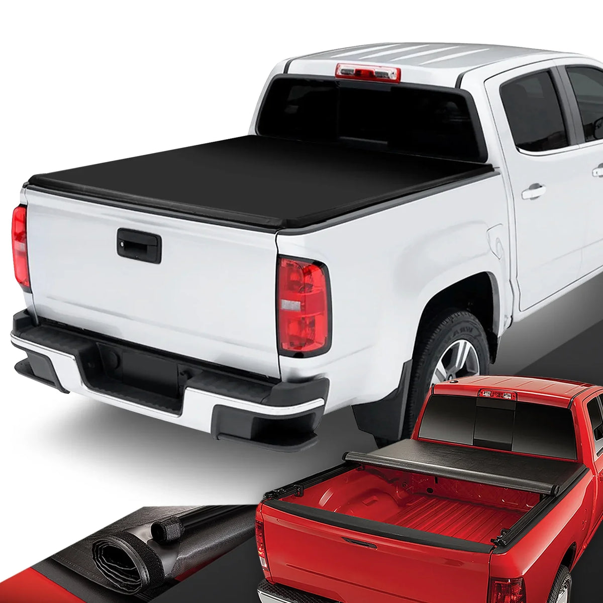 DNA Motoring TTC-RU-043 for 2015 to 2019 Chevy Colorado/GMC Canyon 5 Ft Short Bed Roll-Up Soft Vinyl Tonneau shield 16-18