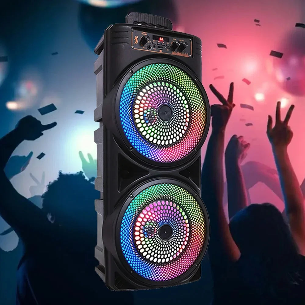 TIANLAIMEI Dual 8-inch Portable Party Bluetooth Speaker 6000W Subwoofer Heavy Bass Loud Sound System Party Speaker & Mic -FM/AUX/MP3/USB