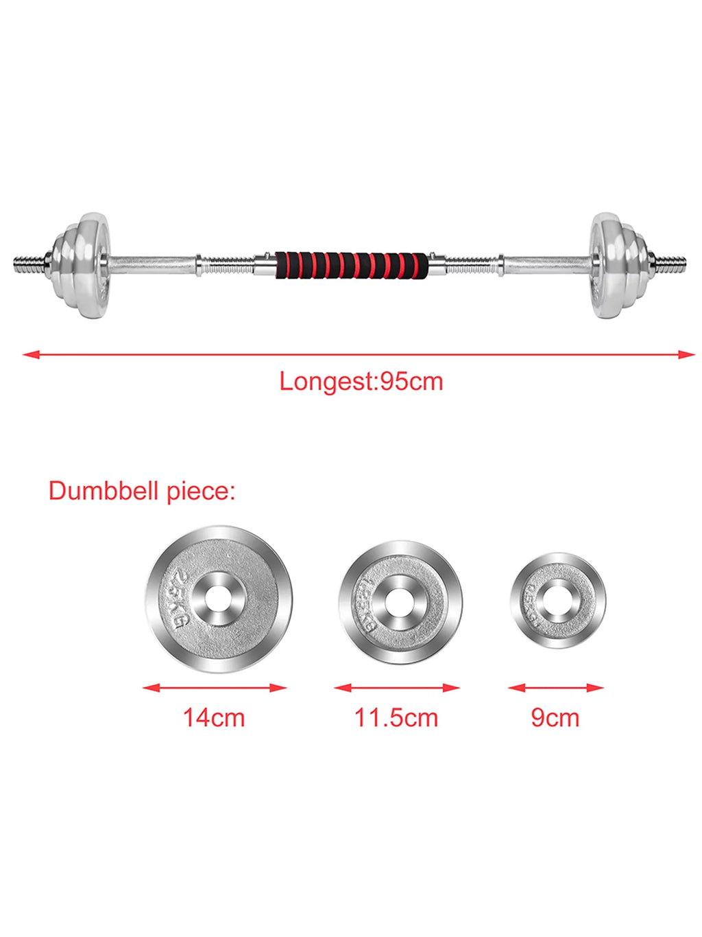 FANNYC 60lbs Weightlifting Dumbbell Barbell Dumbbell Adjustable Weights Dumbbells Set Barbell Rubber Workout Dumbbells with Ergonomic Handles for Strength Training with 4 Modes