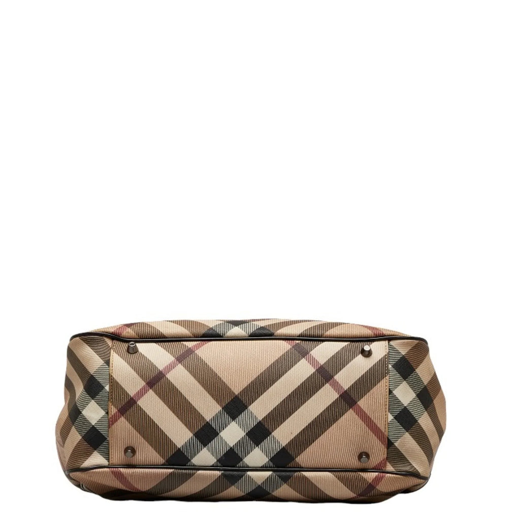 Pre-Owned Burberry Nova Check Handbag Tote Bag Beige Black PVC Patent Leather Women's BURBERRY (Good)