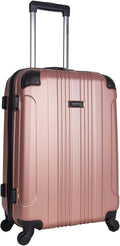 Kenneth Cole REACTION Out Of Bounds Lightweight Durable Hardshell 4-Wheel Spinner Cabin Size Travel Suitcase, Rose Gold, 24-Inch Checked