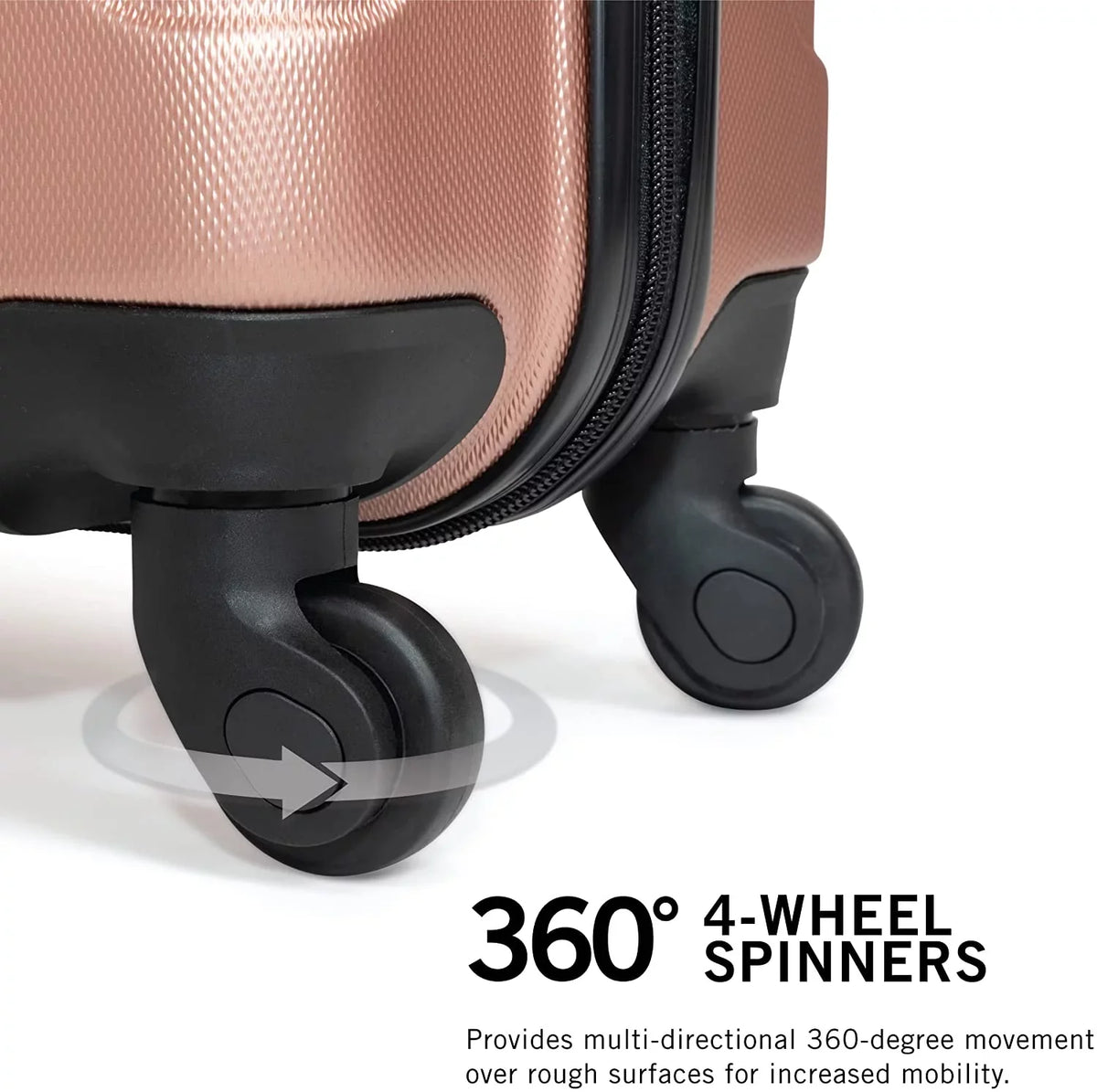 Kenneth Cole REACTION Out Of Bounds Lightweight Durable Hardshell 4-Wheel Spinner Cabin Size Travel Suitcase, Rose Gold, 24-Inch Checked