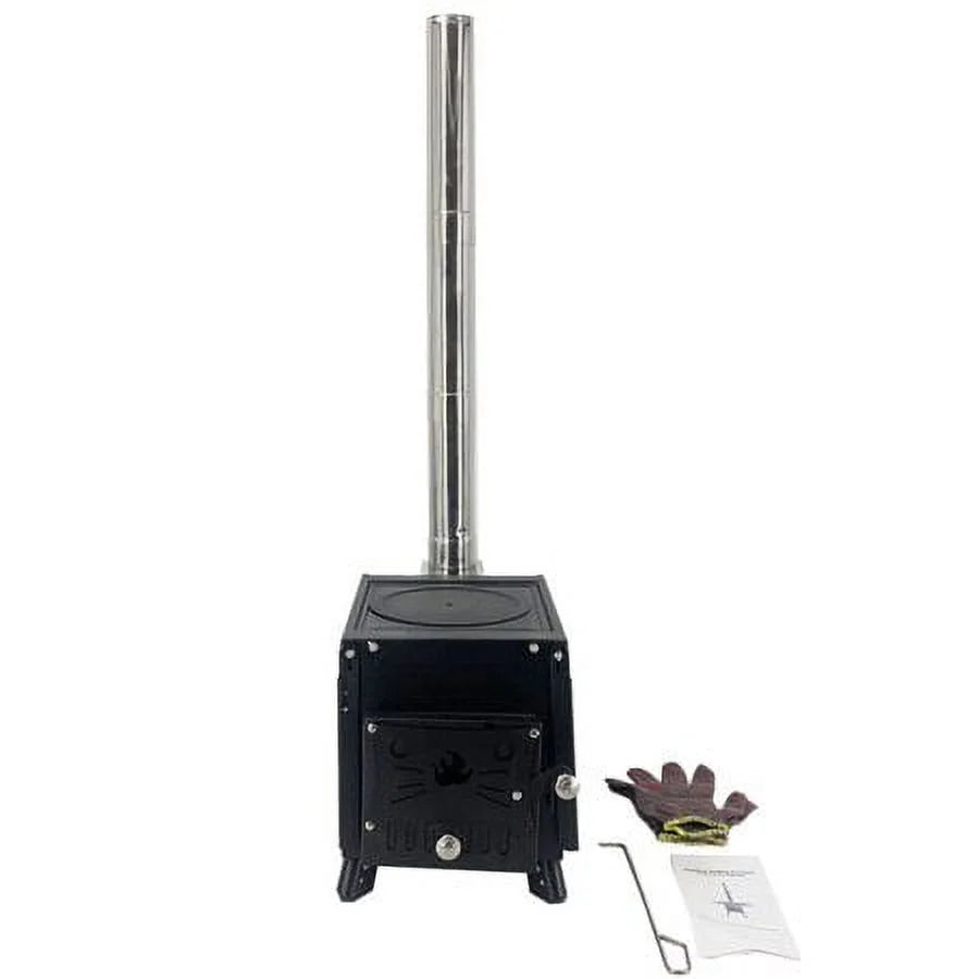 ECUTEE Portable Outdoor Wood Stove with Chimney Pipe, Cooking Heating Tool for Camping & Wild Survival