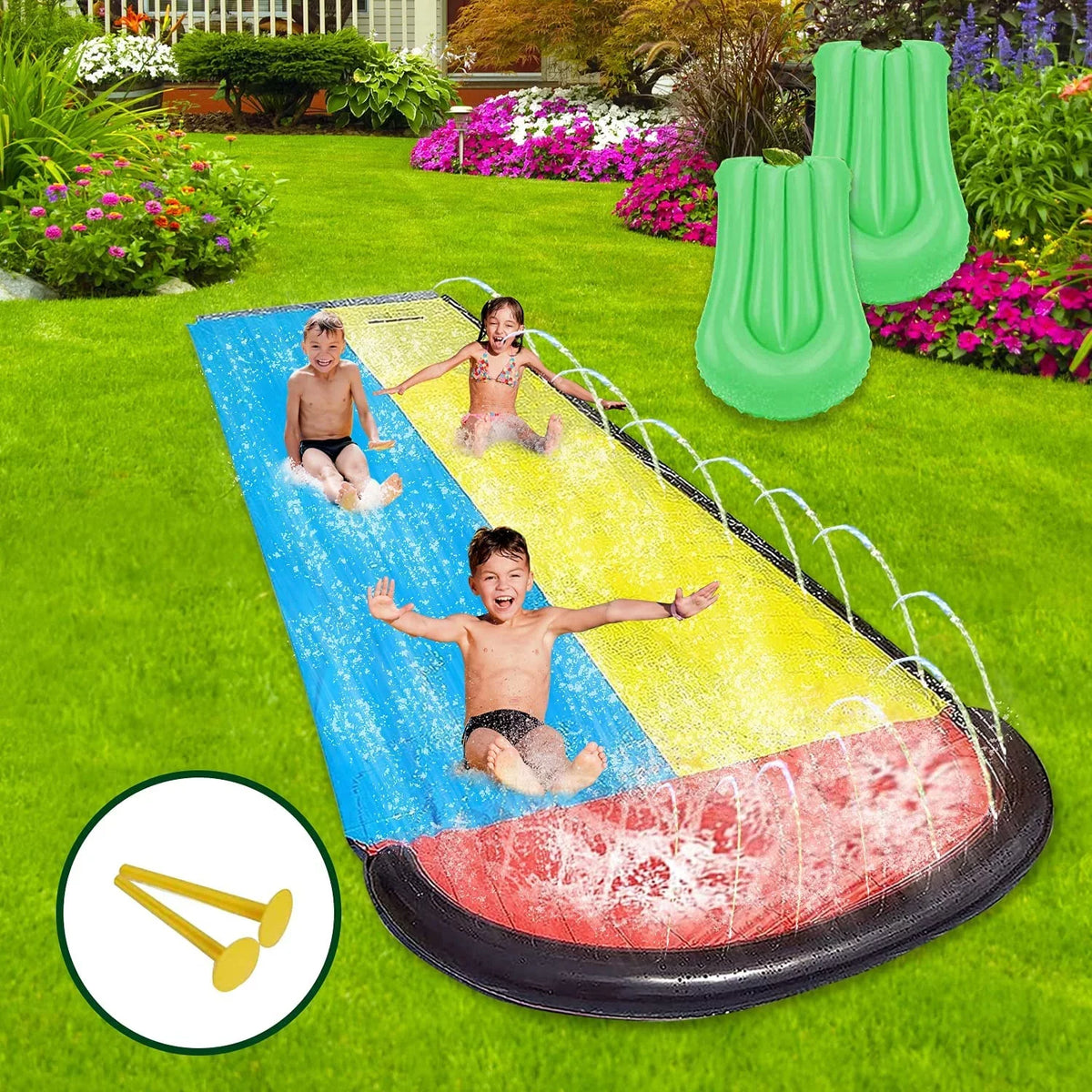 Edele 15.5ft liquid Slide Summer Fun for Lawn Inflatable Crash Pad
