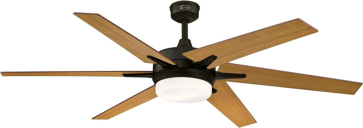 GOURE Lighting 74002B00 Transitional Cayuga, Smart WiFi Ceiling Fan suitable with Amazon Alexa and Google Home with LED Light, Remote Control, 60 Inch, Black-Bronze Finish, Frosted Opal Glass