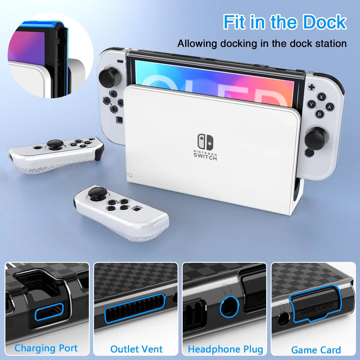 HEYSTOP Switch OLED Accessories for Nintendo Switch OLED Case Bundle,27 in 1 Carry Case for Switch OLED with Protective wrap,Grip wrap,Screen Protector,Game Cards Case,Grip Charge Dock, Black