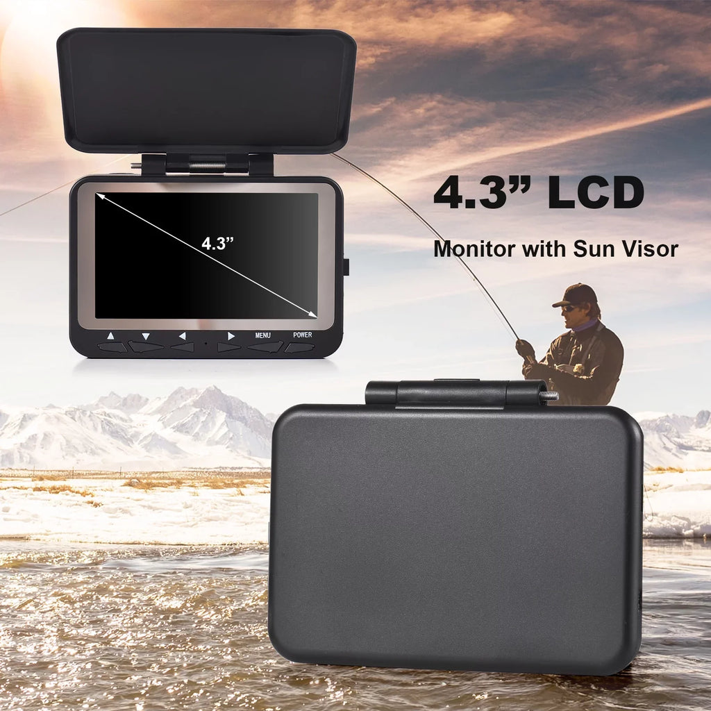 Arealer 15M/30M 1200TVL Underwater Fishing Camera Fish Finder 4.3'' LCD8PCS IR LED Night Vision Camera for Ice ship Fishing