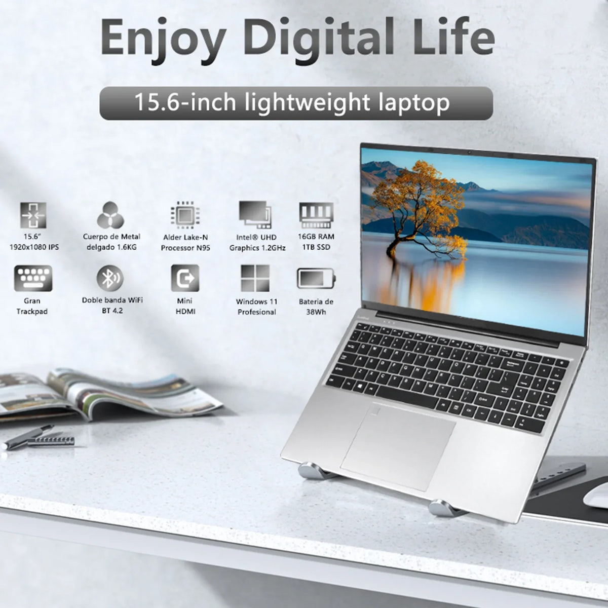 KUU Yepbook-2 Laptop Ultra Slim 15.6" Laptop Windows 11,  N95 16GB RAM 1TB SSD Laptop With Bluetooth,HDMI