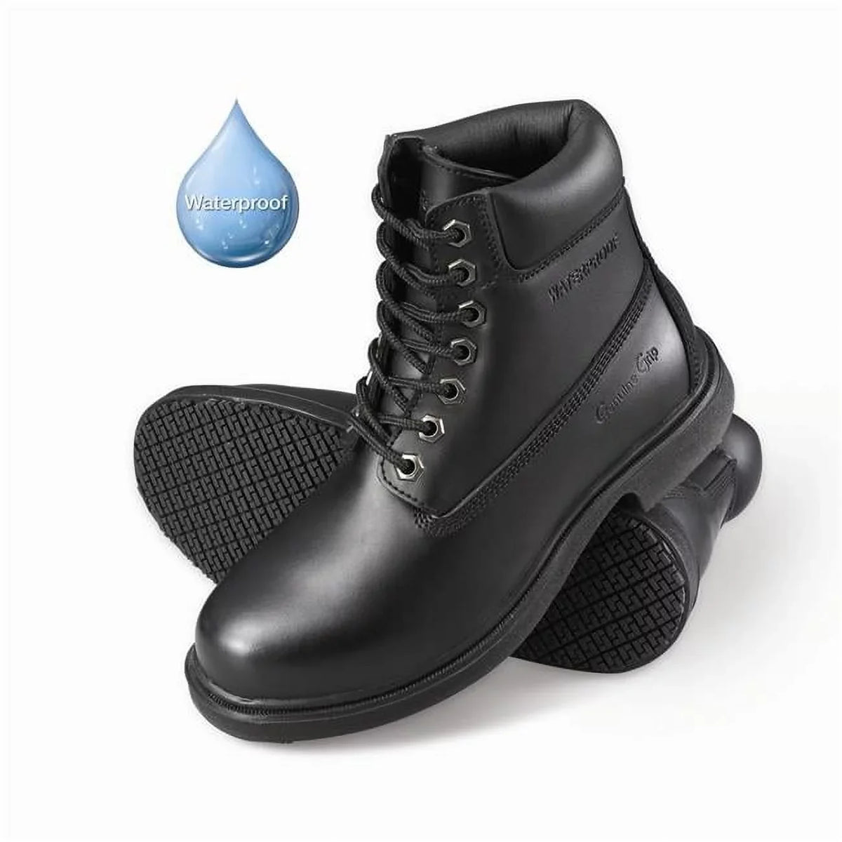 Soft Toe Wide Work Boot  Black - Size 8.5. Genuine Grip  Womens Slip-impervious Waterproof 6 in
