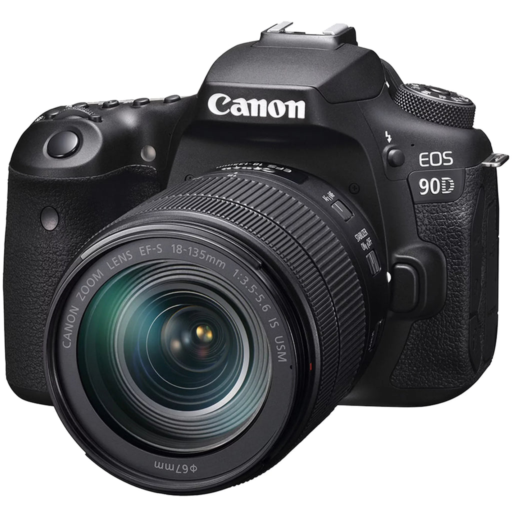 EOS 90D DSLR Camera with 18-135mm IS USM Lens + 2 Pieces SanDisk 64GB Card + Case + Telephoto + Tripod + ZeeTech Accessory Bundle