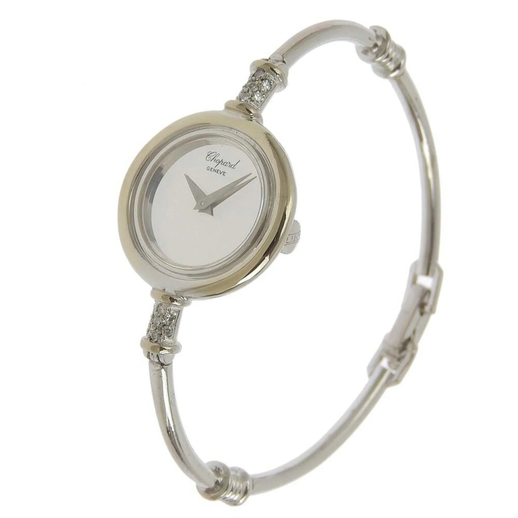 Pre-Owned Chopard Round G30171 K18 White Gold x Diamond Silver Manual Winding Women's Dial Watch (Fair)