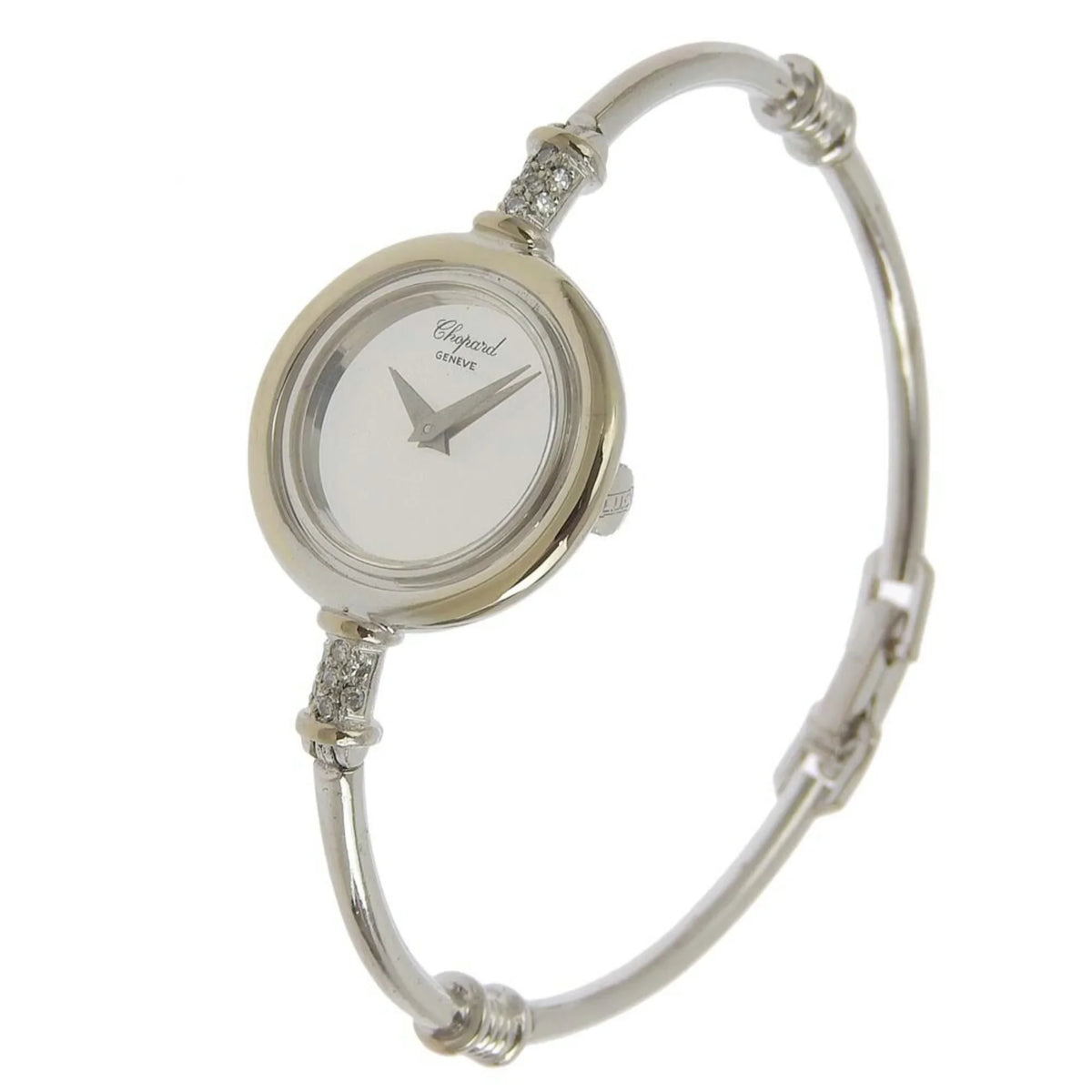 Pre-Owned Chopard Round G30171 K18 White Gold x Diamond Silver Manual Winding Women's Dial Watch (Fair)
