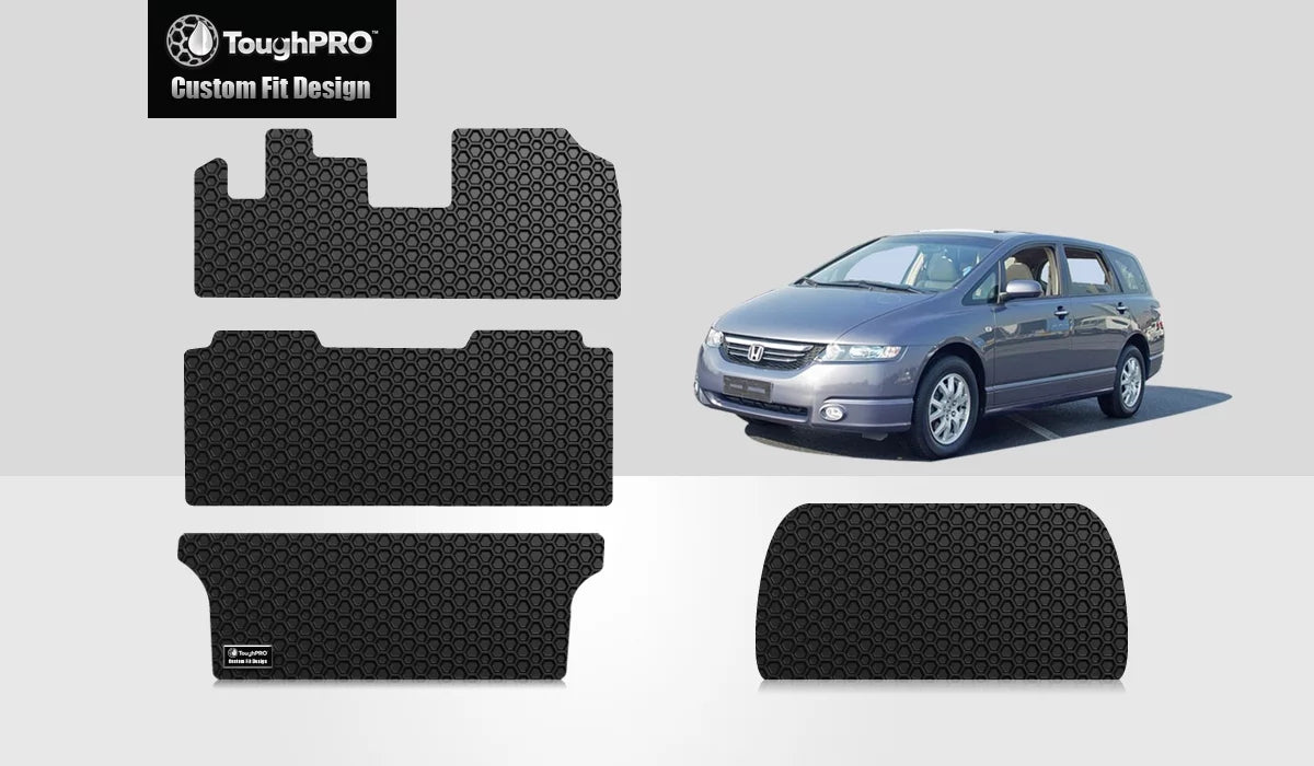 ToughPRO - Full Set with Cargo Mats suitable with HONDA Odyssey - All climate Heavy Duty (Made in USA) - Black Rubber - 2003