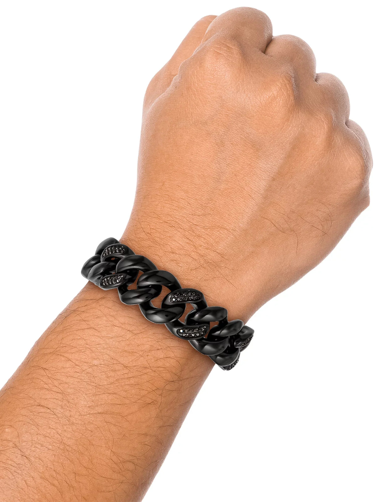Shaquille O'Neal Men's Simulated Diamond Black IP Plated Stainless Steel Curb Bracelet