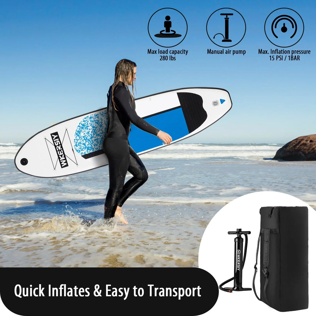 Inflatable Stand Up Paddle Board Non-Slip SUP for All Skill Levels Surf Board with Air Pump Carry Bag Leash Standing vessel for Youth & Adult