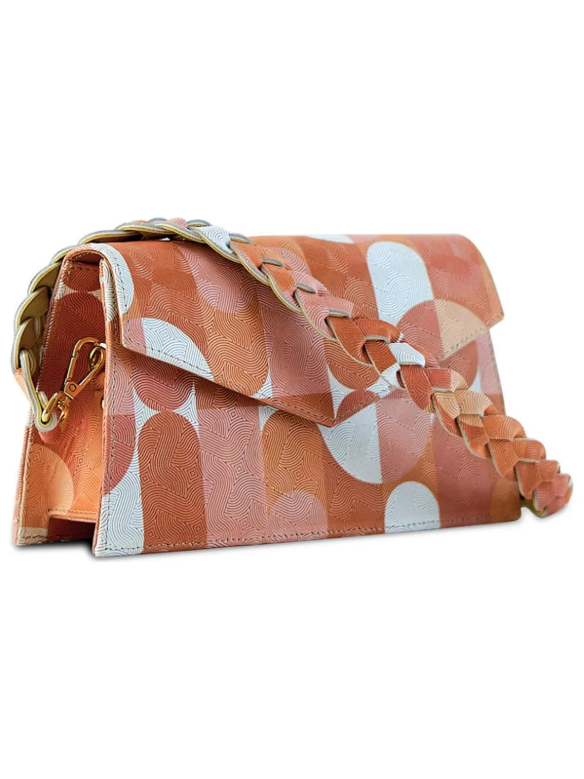 ANIMA IRIS Women's Beige Neutral Picasso Zaya Leather Patterned Single Strap Handbag Purse