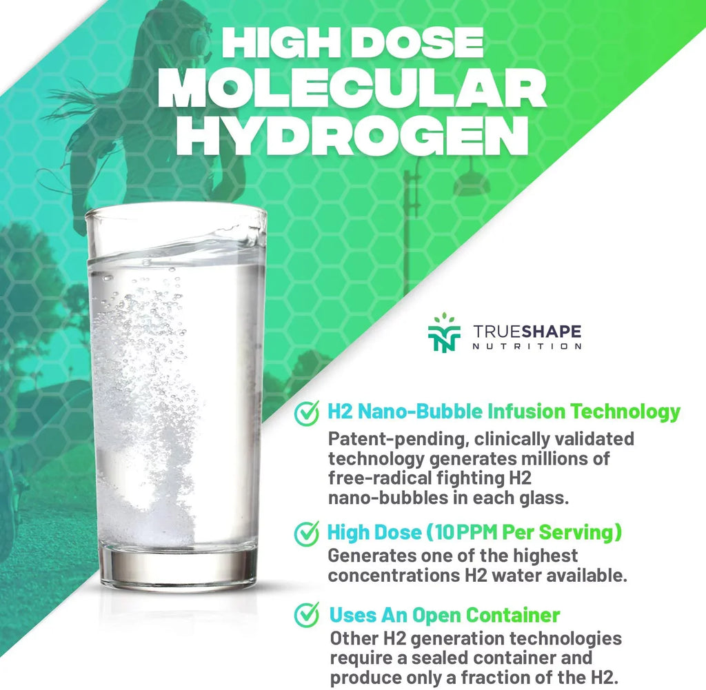TrueShape Nutrition Essential H2 Fizzy Molecular Hydrogen Tablets for aqua Nutritional Supplement (60 Servings)