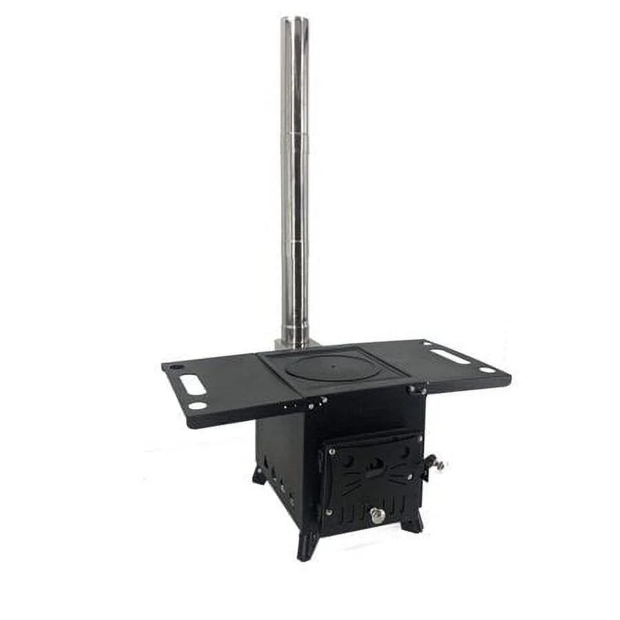 ECUTEE Portable Outdoor Wood Stove with Chimney Pipe, Cooking Heating Tool for Camping & Wild Survival
