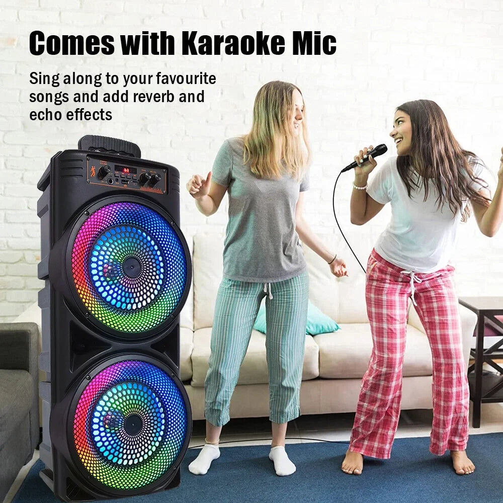 TIANLAIMEI Dual 8-inch Portable Party Bluetooth Speaker 6000W Subwoofer Heavy Bass Loud Sound System Party Speaker & Mic -FM/AUX/MP3/USB