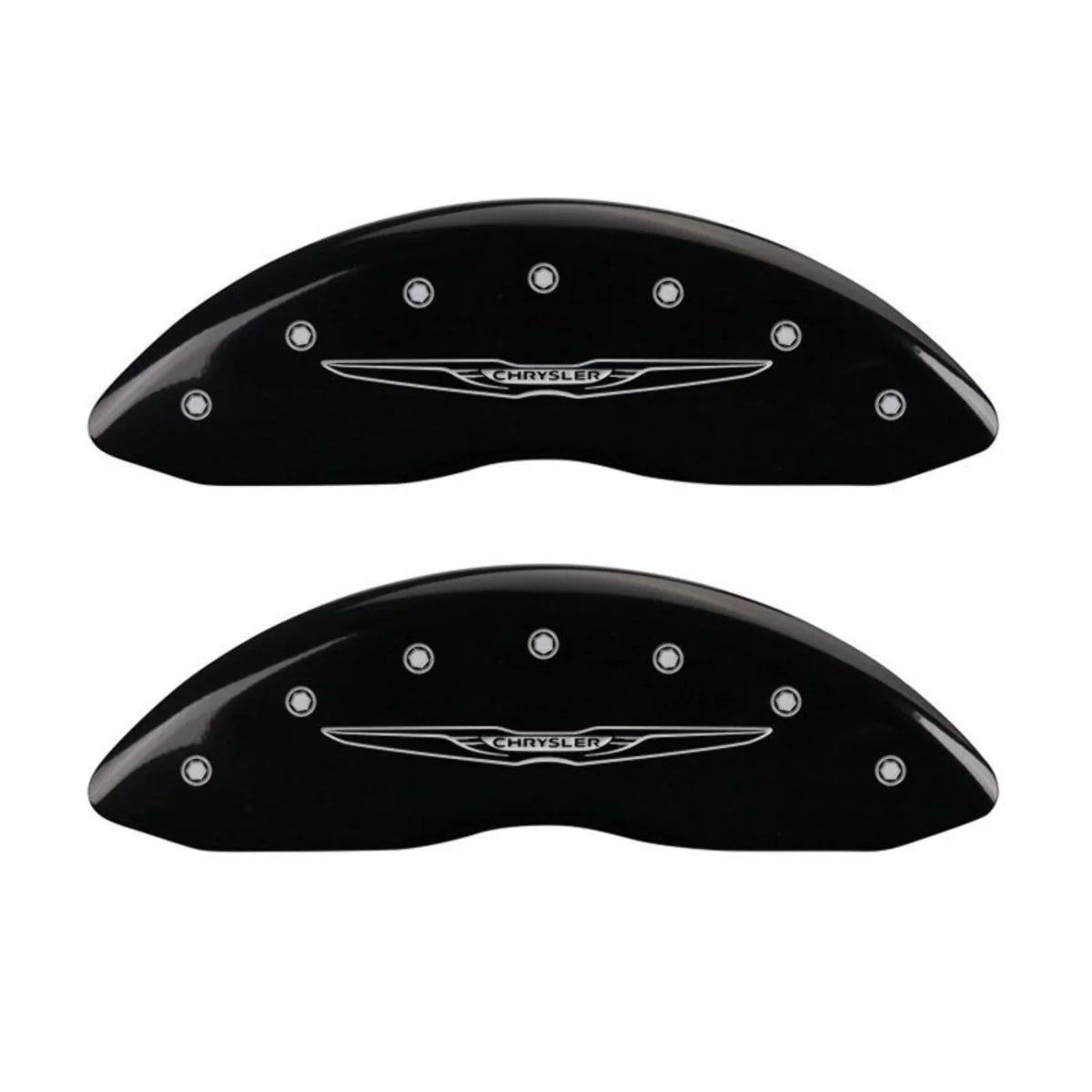 MGP 4 Caliper Covers Engraved Front & Rear Style 2/Chrysler Wing Black finish silver ch Fits select: 2013 CHRYSLER 300, 2012 CHRYSLER 300C LIMITED