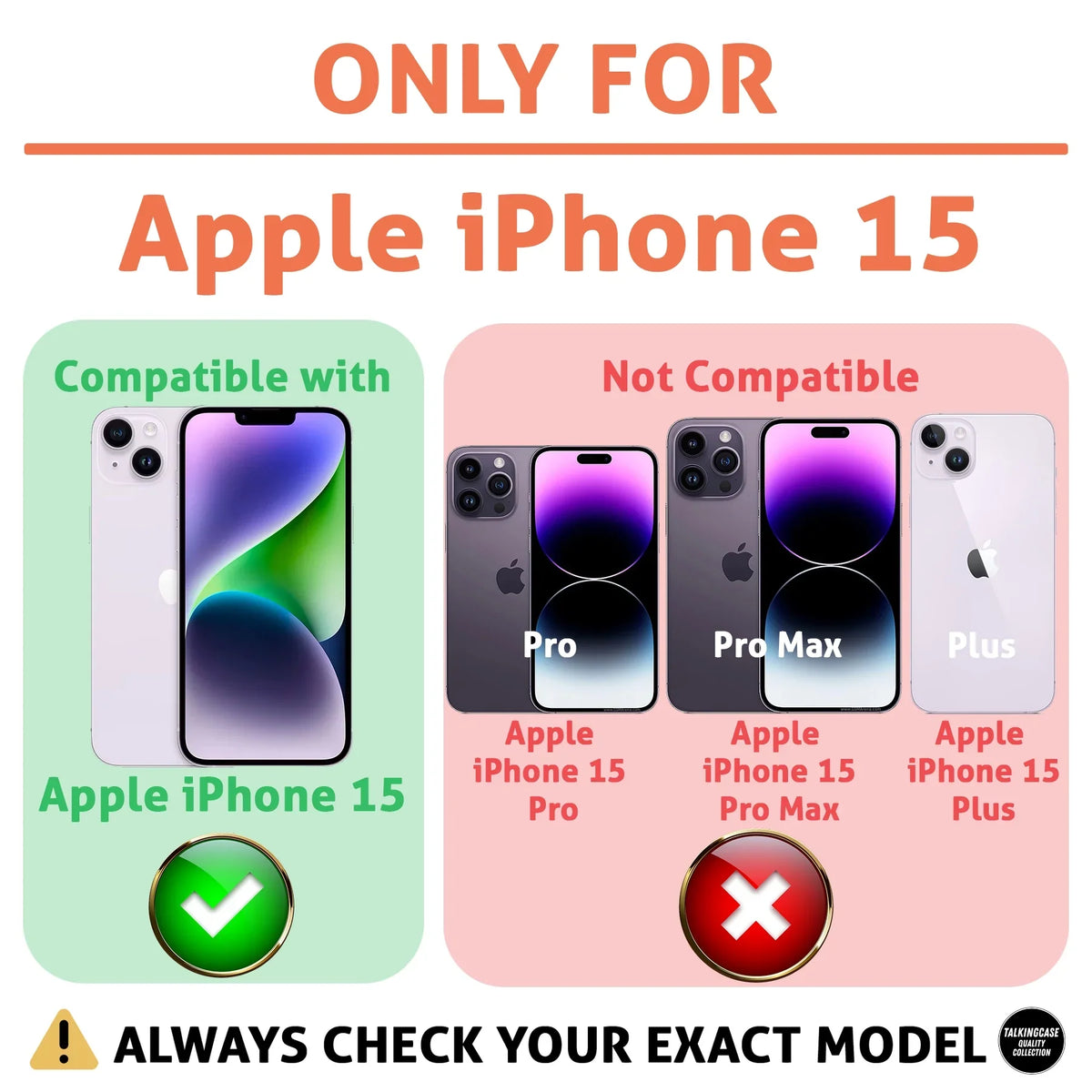 TalkingCase Personalize Custom Phone protector Made for  iPhone 15, w/ Glass Screen Protector, DIY, Friends Forever, Acrylic Back, Raised Edges, Print in USA