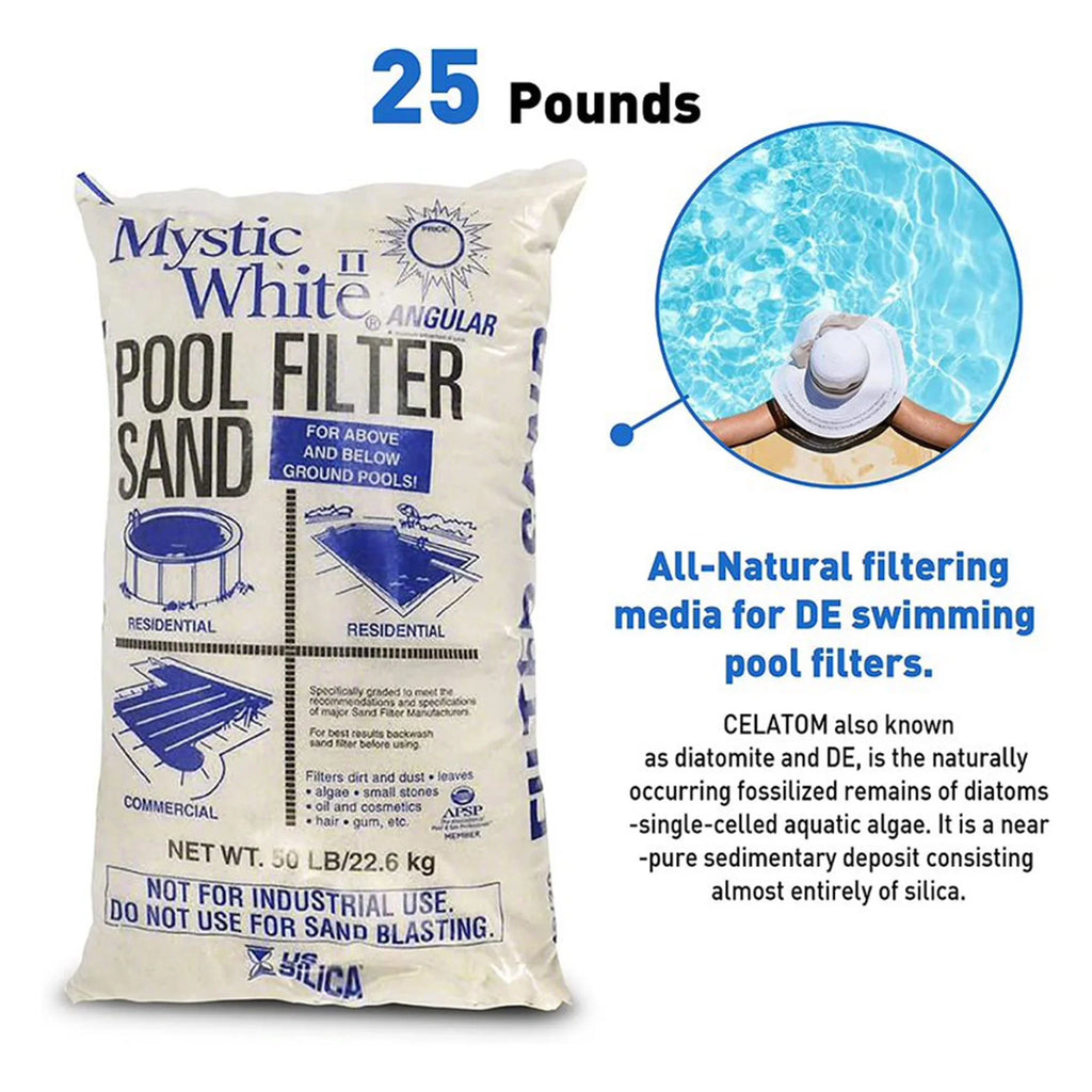 Silica 50lbs Mystic White II Swimming Pool Filter Sand, White (3 Pack). U.S