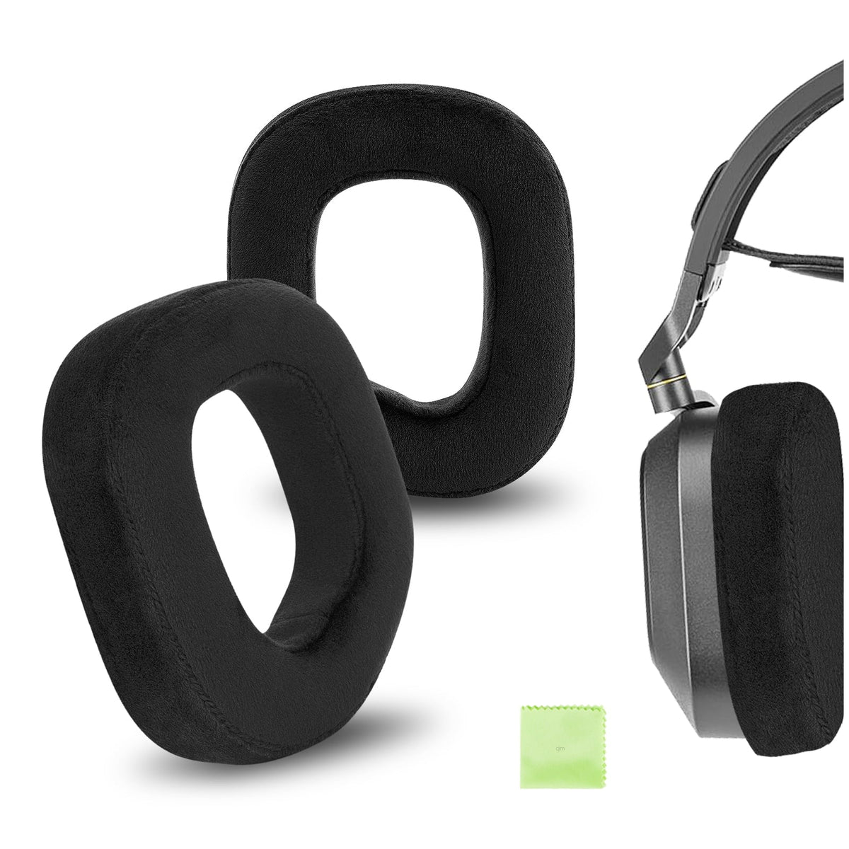 Geekria Comfort Velour Replacement Ear Pads for Corsair HS80 RGB Headphones Ear Cushions, Headset Earpads, Ear Cups shield Repair Parts (Black)