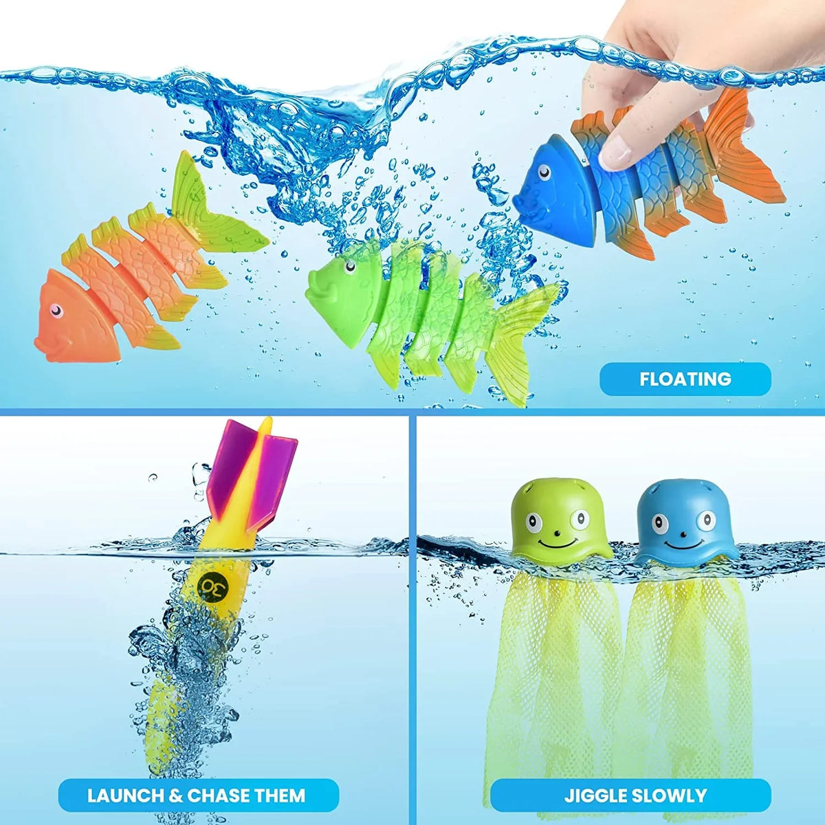 Fun Little Toys 34PCS Swimming Pool for Kids liquid Toys for Backyard, Diving Toys for Kids Pool Toys