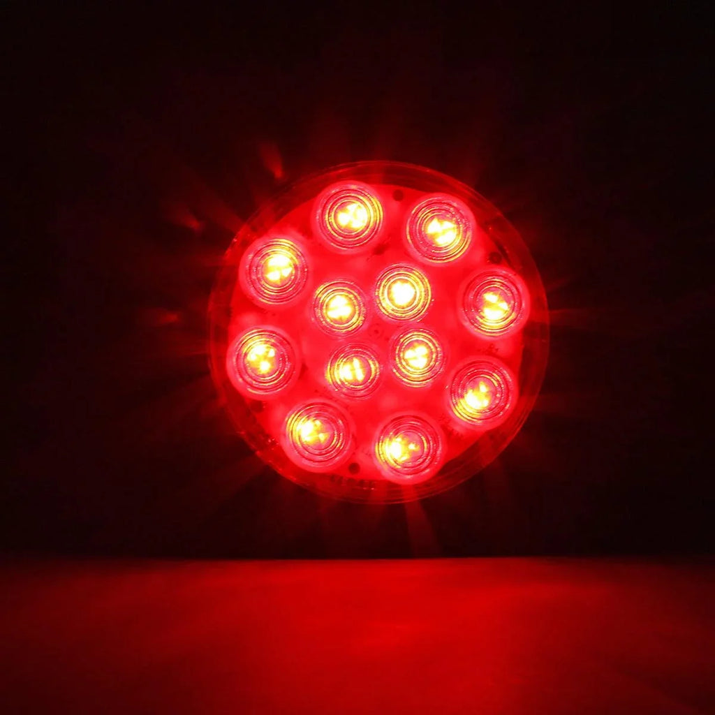 Partsam 2PCS 4" Red Stop Turn Tail Brake Truck Trailer Light 12 Diodes Utility