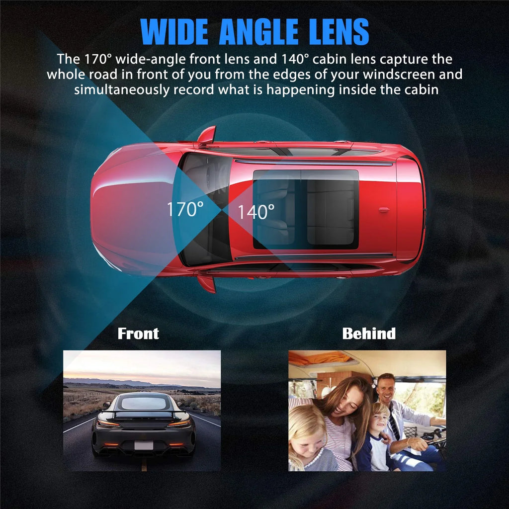 Dual Dash Cam, TSV 1080P Dual Lens Front Insides Camera,  Car DVR Driving Recorder with Night Vision, 170° Wide Angle, Loop Recording, G-Sensor, Parking Mode - Black