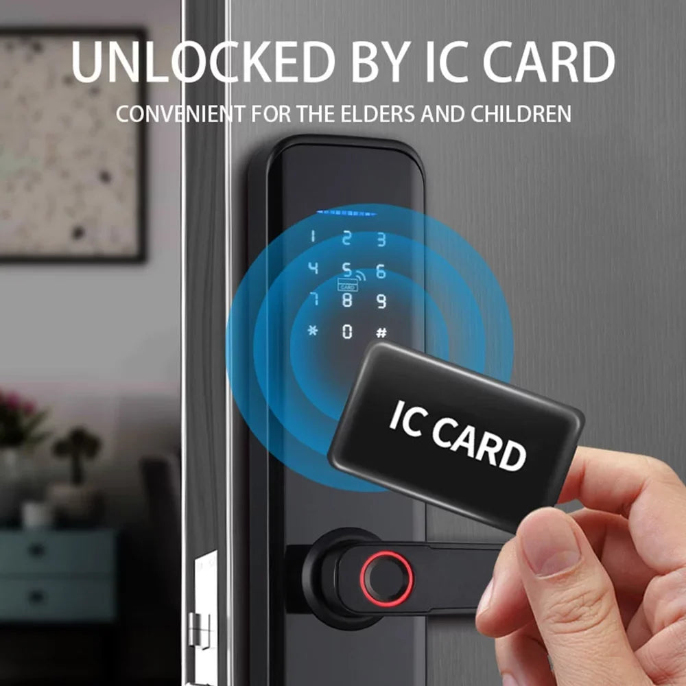 Carevas Smart Lock Fingerprint Lock Door Lock Keypad Door Lock with Handle Fingerprint Electronic Deadbolt Door Lock Smart Door Lock appropriate with APP