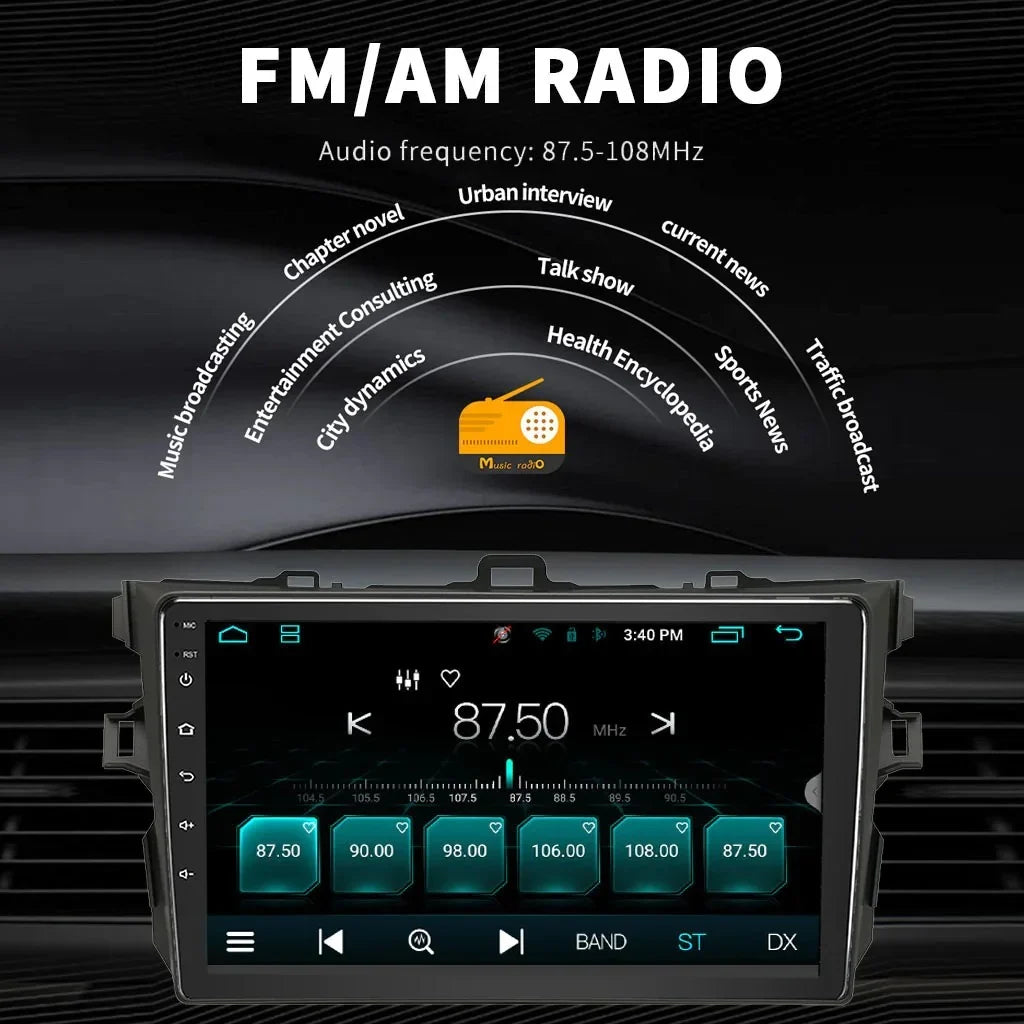 Binize Android 12 Car Stereo for  Corolla 08-12  suitable with Wireless CarPlay&Android Auto,Touch Screen Car Radio Support Bluetooth, GPS Navigation, FM&AM, Backup Camera
