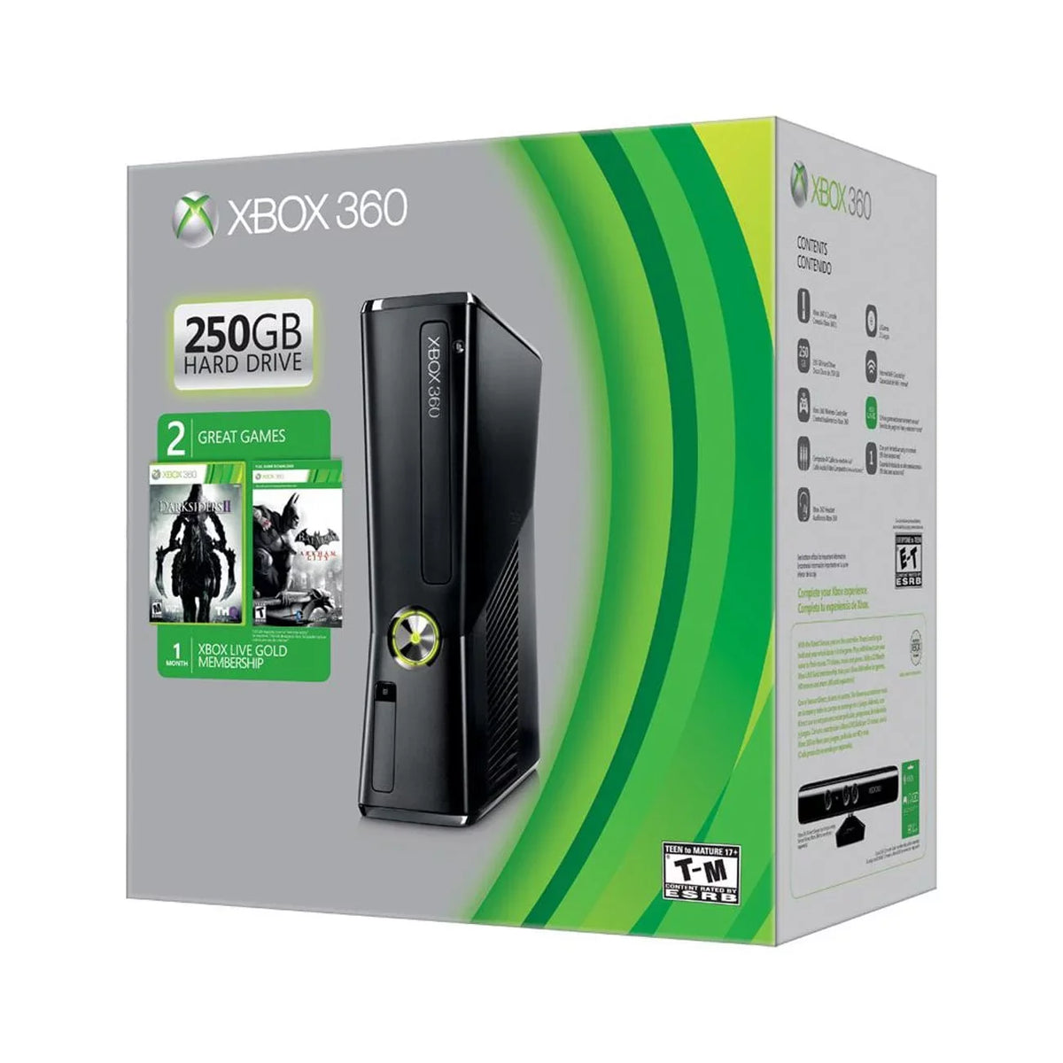 Open Box  XBOX 360 SLIM 250GB WIFI GAME CONSOLE BUNDLE BLACK R9G-00198