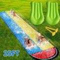 YoYfun 25ft x 4.6ft  Double aqua Slide for Adult Kids, Heavy Duty Lawn aqua Slide with Sprinkler and 2 Slip Inflatable Boards for Summer Yard Lawn Outdoor aqua Play Activities
