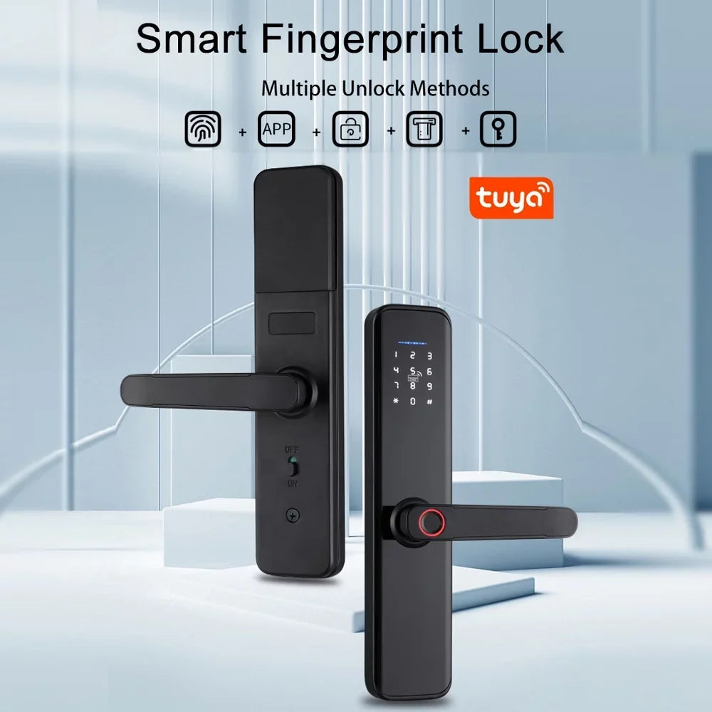 Carevas Smart Lock Fingerprint Lock Door Lock Keypad Door Lock with Handle Fingerprint Electronic Deadbolt Door Lock Smart Door Lock appropriate with APP