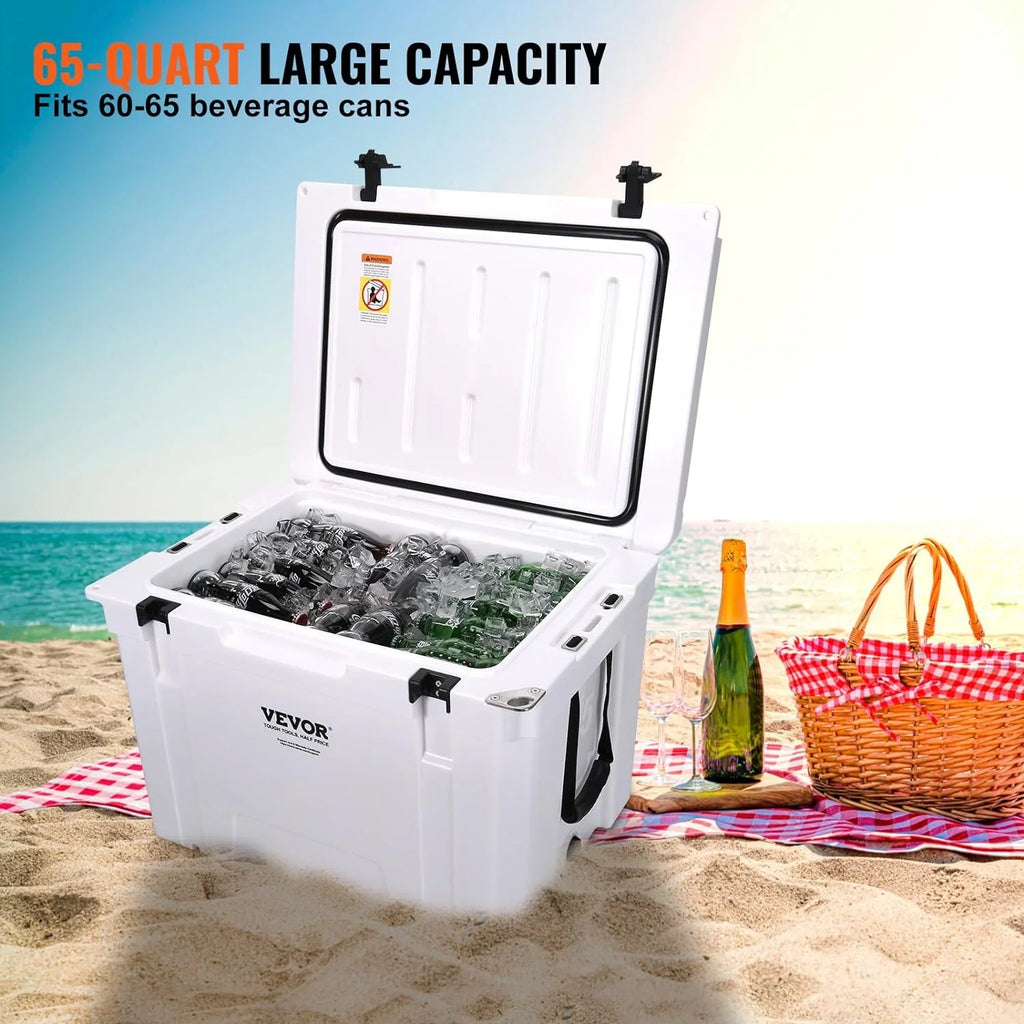 HAOFEI Insulated Portable Rotomolded Hard Cooler, 25/33/45/65 qt, Ice Retention Cooler with Heavy Duty Handle, Ice Chest Lunch Box for Camping, Travel, Outdoor, Keeps Ice for up to 6 Days