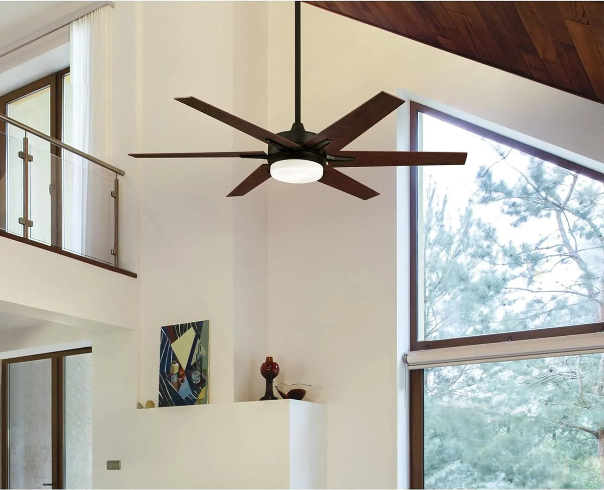 GOURE Lighting 74002B00 Transitional Cayuga, Smart WiFi Ceiling Fan suitable with Amazon Alexa and Google Home with LED Light, Remote Control, 60 Inch, Black-Bronze Finish, Frosted Opal Glass
