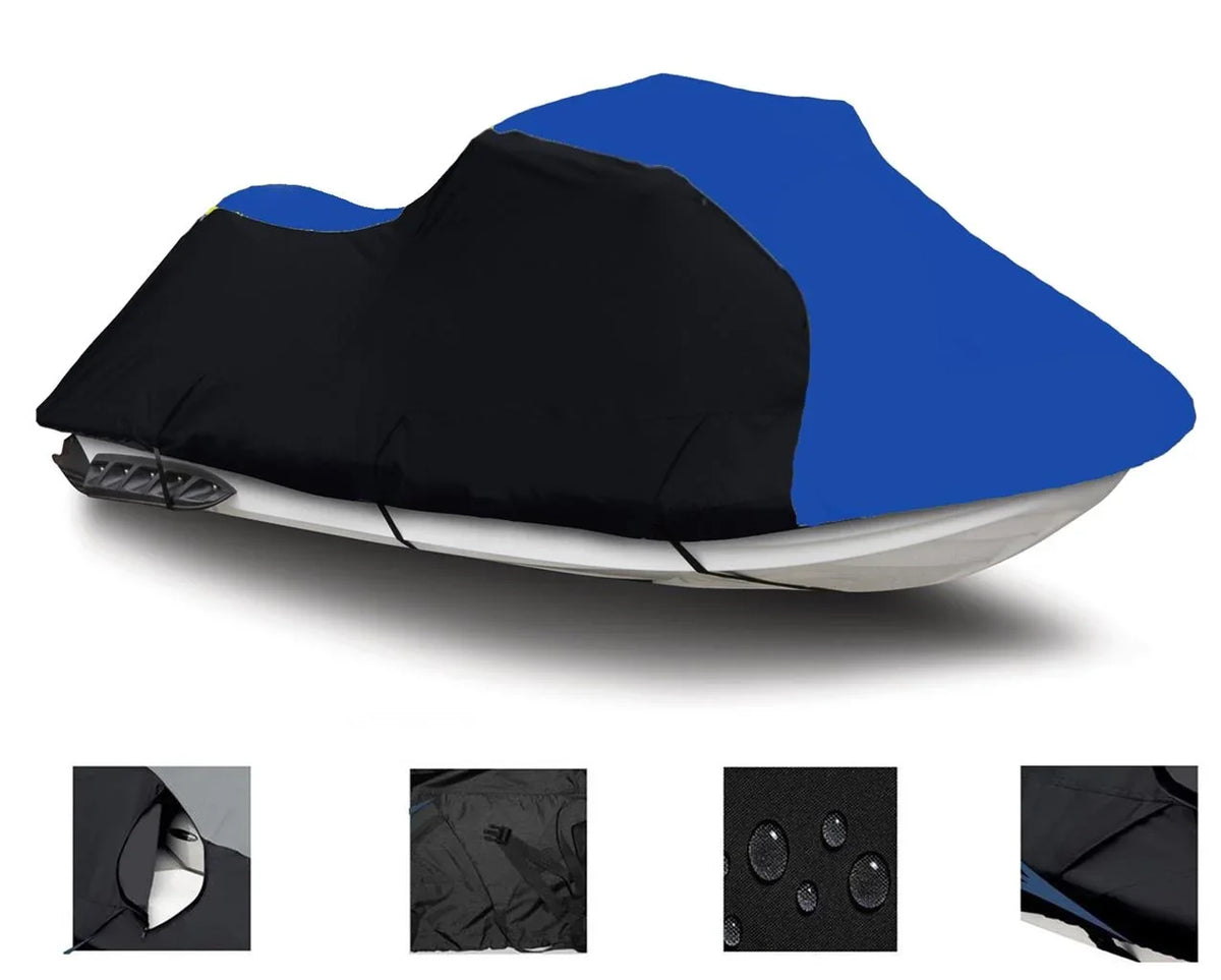 BLACK / BLUE HEAVY-DUTY, PWC 600D JET SKI protector matching for Kawasaki STX-15F / JT1500A7F 2003 2004 2005 2006 2007 2008