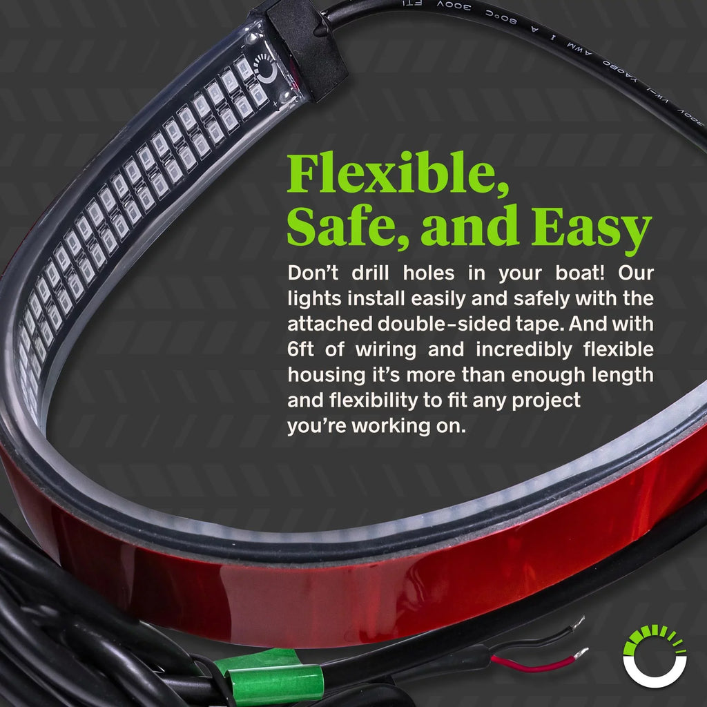 Red Green 132 LED 2-Row Marine Navigation Light Strip Kit for Kayak Pontoon vessel