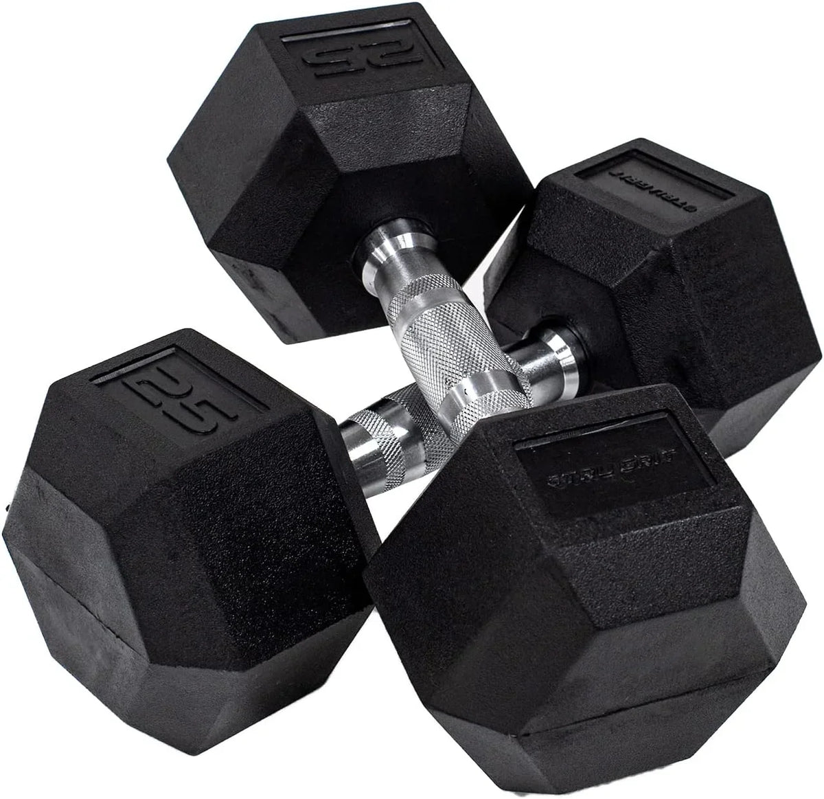 Fitness Hex TPR Dumbbells - Rubber Dumbbells Designed With Chrome-Plated Steel Handles, TPU Heads, And Hexagon-Shaped Rubber-Encased Ends