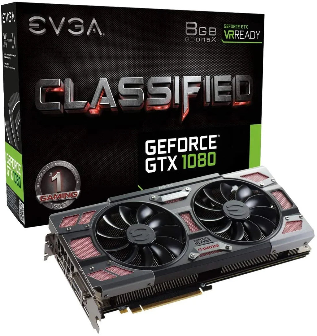 EVGA GeForce GTX 1080 CLASSIFIED GAMING ACX 3.0 8GB GDDR5X RGB LED 10 CM Fan 14 Power Phases Double BIOS DX12 OSD Support (PXOC) Video Graphics Card 08G-P4-6386-KR