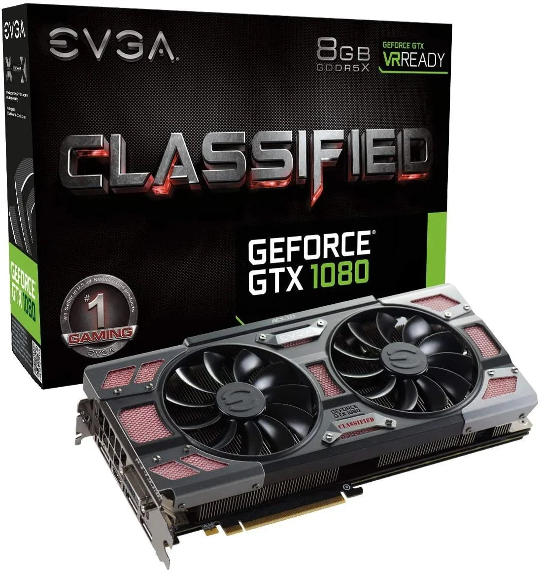 EVGA GeForce GTX 1080 CLASSIFIED GAMING ACX 3.0 8GB GDDR5X RGB LED 10 CM Fan 14 Power Phases Double BIOS DX12 OSD Support (PXOC) Video Graphics Card 08G-P4-6386-KR
