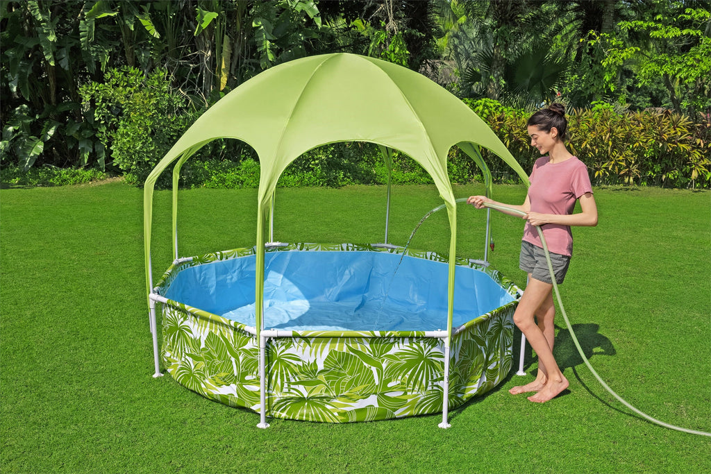 Round Above Ground Pool Set With Pool Shade. x 20 in. H2OGO 8 ft