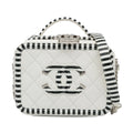 Pre-Owned Authenticated Chanel Small Caviar CC Filigree Vanity Bag Leather White Unisex (Like New)