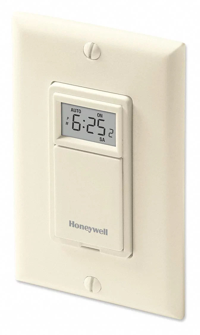 HONEYWELL Light Switch, 7 Day, Programmable, Off-White