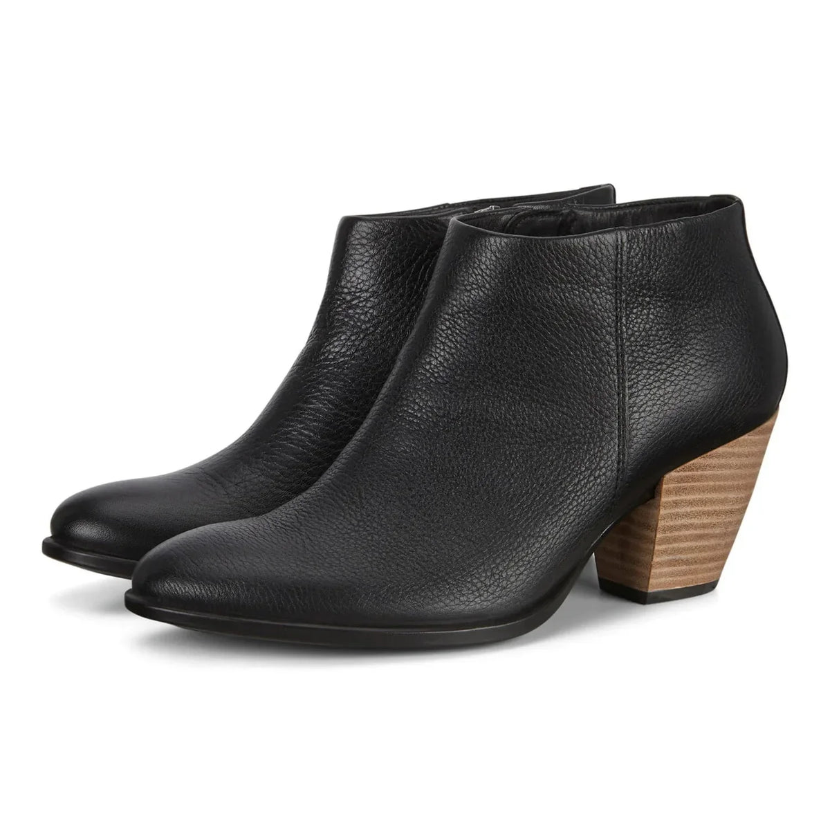 Ecco Women's Black Leather Western liquid impervious Ankle Booties