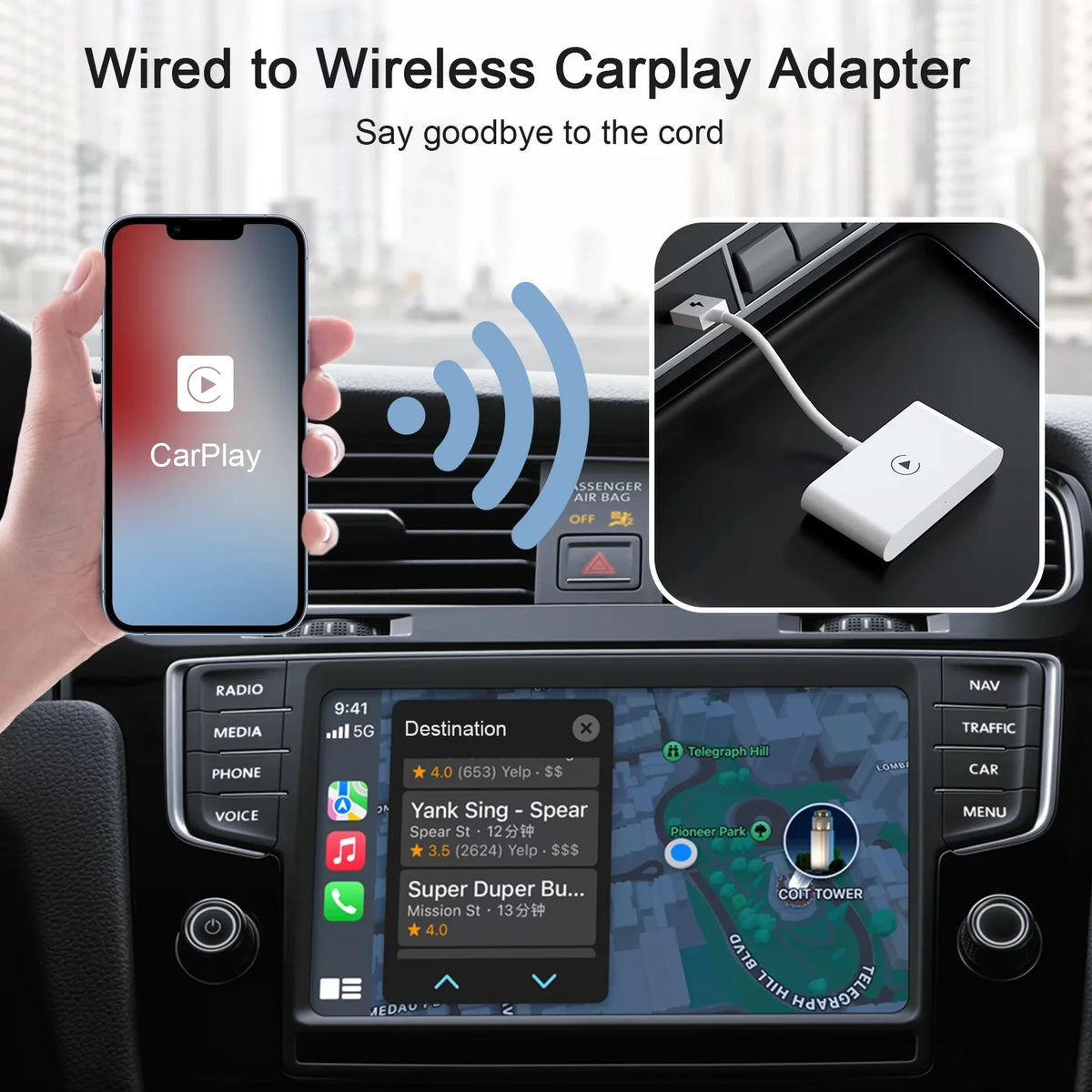Replacement for  Wireless Carplay Adapter Dongle USB iPhone IOS Car Navigation Player