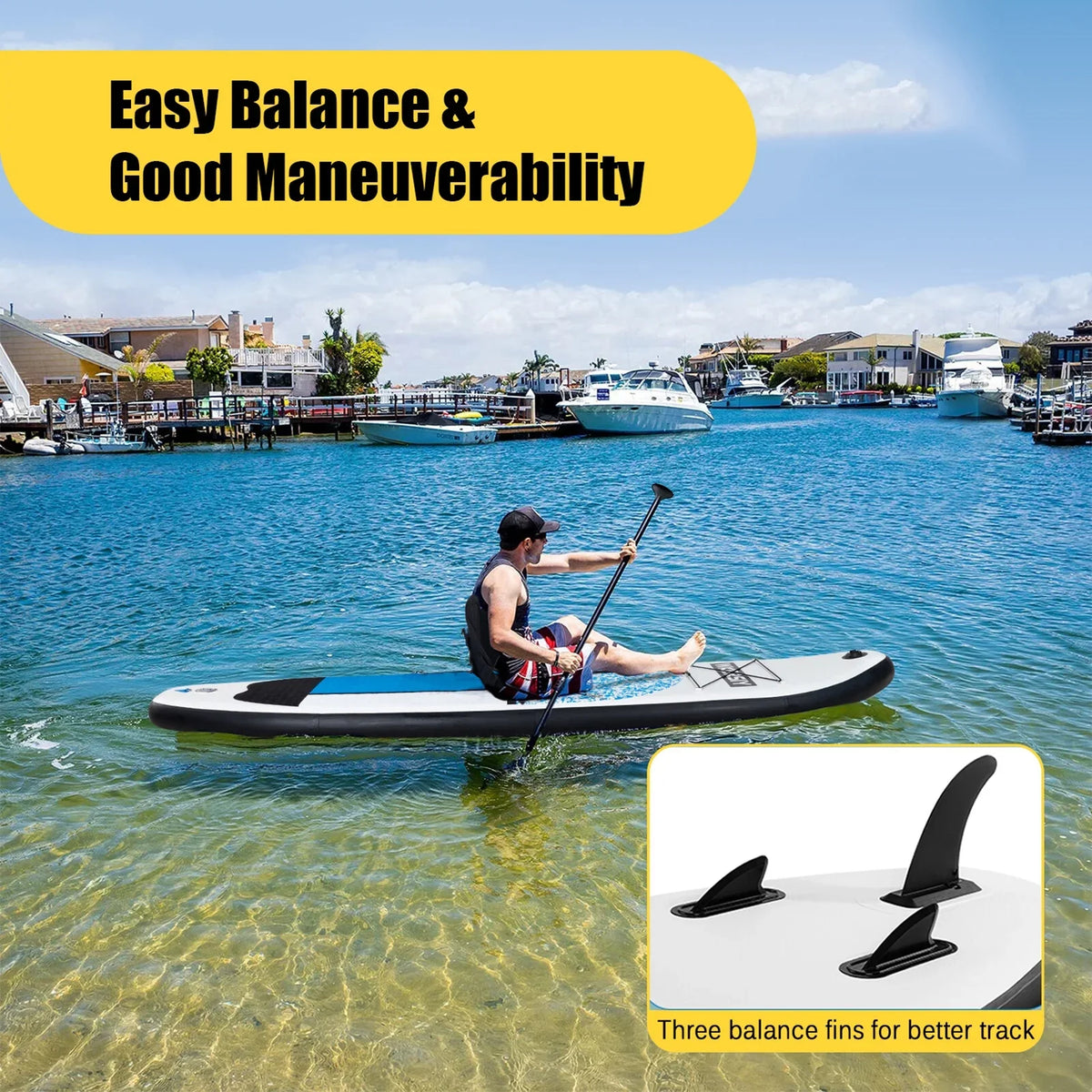 Inflatable Stand Up Paddle Board Non-Slip SUP for All Skill Levels Surf Board with Air Pump Carry Bag Leash Standing vessel for Youth & Adult